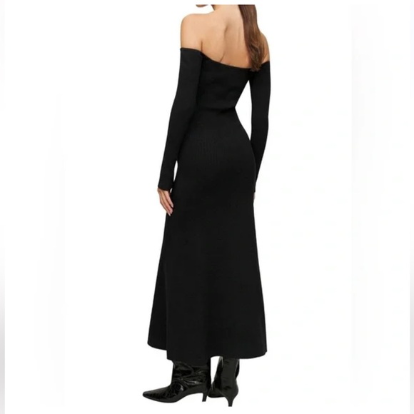 Reformation Symone Cotton Sweater Midi Black Dress - Picture 2 of 9
